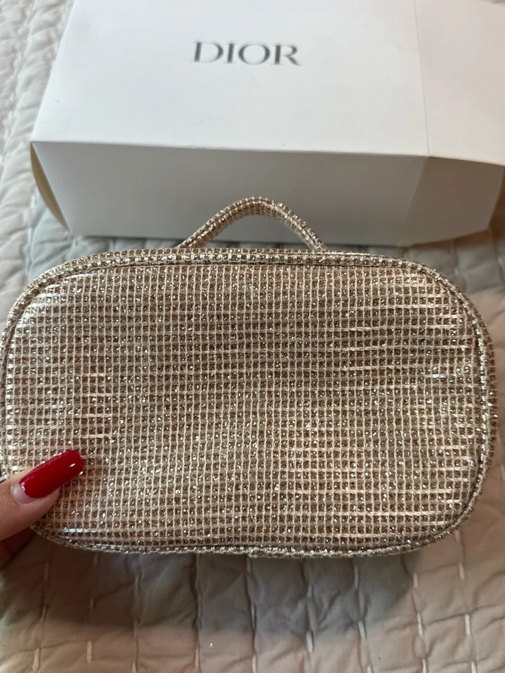 NWT Dior Gold Sparkly Bag with Gold Logo